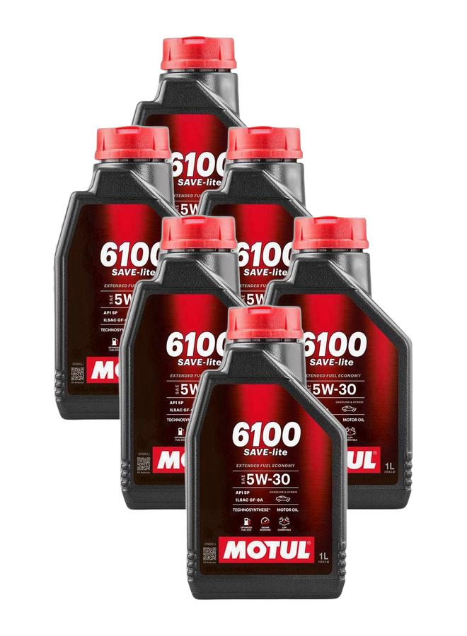 MOTUL 6100 Save-Lite I 5W30 Synthetic Engine Oil 1 Liter Imported From Europe (Pack Of 6) - Image 1