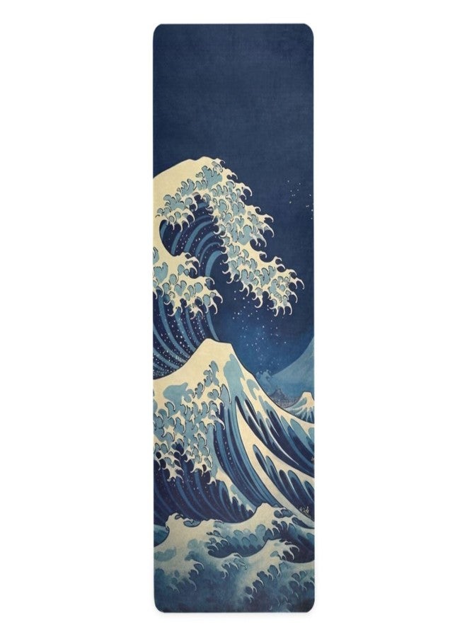 SDMKA Japanese Waves Yoga Mat for Women Men 71" x 26" Non Slip Exercise & Fitness Mat 1mm Thick Workout Mat for Yoga, Pilates, Come with Storage Bag - Image 1