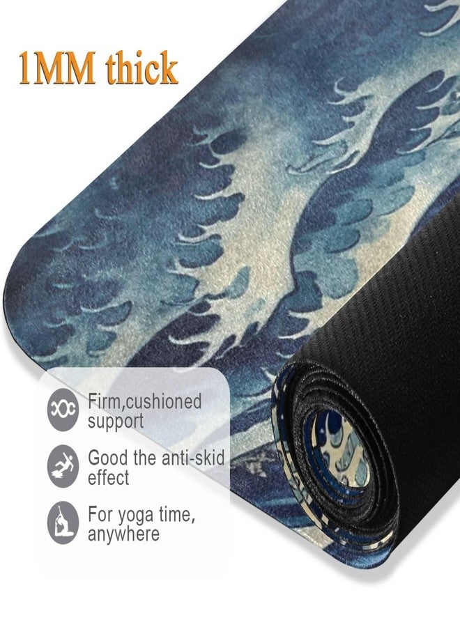 SDMKA Japanese Waves Yoga Mat for Women Men 71" x 26" Non Slip Exercise & Fitness Mat 1mm Thick Workout Mat for Yoga, Pilates, Come with Storage Bag - Image 4