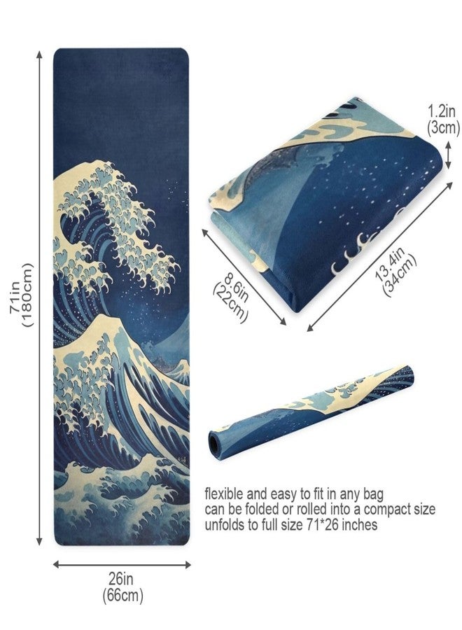 SDMKA Japanese Waves Yoga Mat for Women Men 71" x 26" Non Slip Exercise & Fitness Mat 1mm Thick Workout Mat for Yoga, Pilates, Come with Storage Bag - Image 5