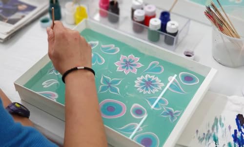 DGAGA 27PCS Water Marbling Painting Kit, Water Paint for Craft, Turkish Marble Pattern Craft Set,Watercolor Art Kit, Perfect for Birthday, Women's Day, Halloween, Christmas, Thanksgiving & New Year Gifts - Image 4