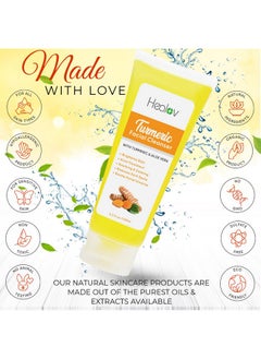 Herblov Turmeric Face Wash Turmeric Clear Skin Liquid Soap 100% Natural Anti Aging Exfoliating Turmeric Facial Cleanser For Spots Age Spots Sun Damage Discoloration Turmeric Soap Skin Detox Treatment  - Image 3