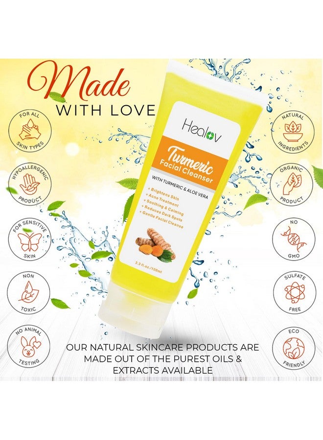 هيربلوڤ غسول الوجه بالكركم، صابون سائل للبشرة النقية بالكركم، طبيعي 100%، مضاد للشيخوخة، مقشر الكركم، منظف الوجه للبقع، البقع العمرية، أضرار الشمس، تغير اللون، صابون الكركم، علاج إزالة السموم من البشرة - Image 3