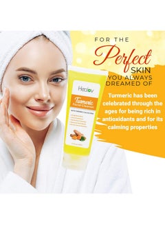 Herblov Turmeric Face Wash Turmeric Clear Skin Liquid Soap 100% Natural Anti Aging Exfoliating Turmeric Facial Cleanser For Spots Age Spots Sun Damage Discoloration Turmeric Soap Skin Detox Treatment  - Image 2