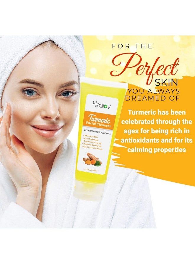 هيربلوڤ غسول الوجه بالكركم، صابون سائل للبشرة النقية بالكركم، طبيعي 100%، مضاد للشيخوخة، مقشر الكركم، منظف الوجه للبقع، البقع العمرية، أضرار الشمس، تغير اللون، صابون الكركم، علاج إزالة السموم من البشرة - Image 2