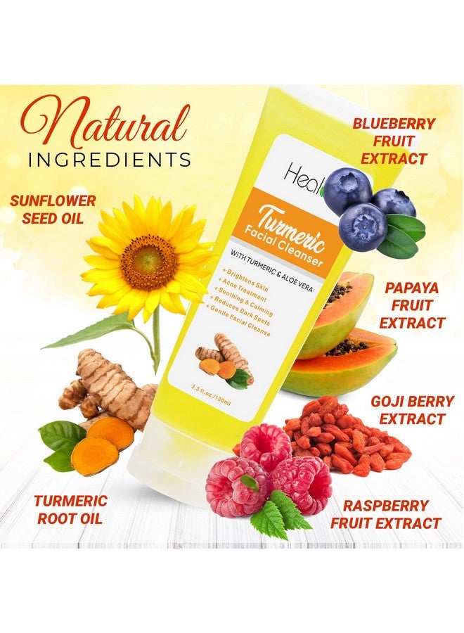 هيربلوڤ غسول الوجه بالكركم، صابون سائل للبشرة النقية بالكركم، طبيعي 100%، مضاد للشيخوخة، مقشر الكركم، منظف الوجه للبقع، البقع العمرية، أضرار الشمس، تغير اللون، صابون الكركم، علاج إزالة السموم من البشرة - Image 4