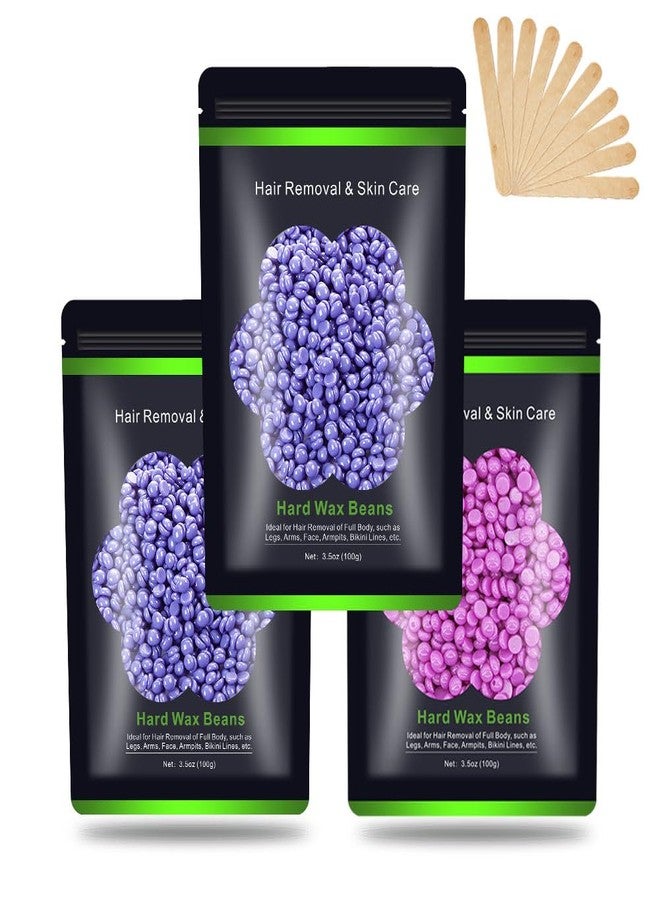 Auperwel Wax Beads for Hair Removal 10.5oz (300g), Auperwel Hard Wax Beads Beans for Sensitive Skin Brazilian Waxing, Face, Bikini, Eyebrow, Legs, Painless for Women Men, 3 packs Kit with 10 Sticks - Image 1