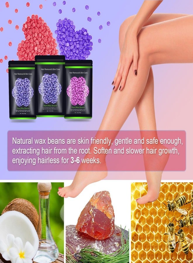 Auperwel Wax Beads for Hair Removal 10.5oz (300g), Auperwel Hard Wax Beads Beans for Sensitive Skin Brazilian Waxing, Face, Bikini, Eyebrow, Legs, Painless for Women Men, 3 packs Kit with 10 Sticks - Image 2