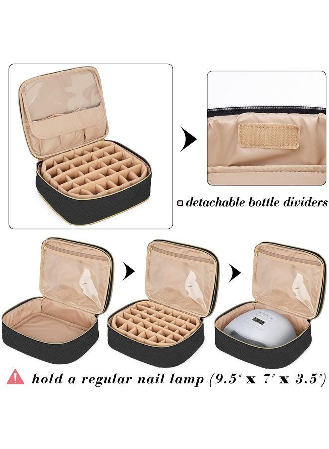 LUXJA Detachable 2 Layers Nail Polish Organizer - Hold 60 Bottles (15ml - 0.5 fl.oz), Nail Polish Case with Tools Storage Pockets (Patented Design), Black - Image 3