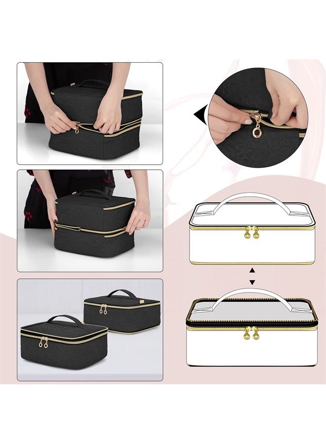 LUXJA Detachable 2 Layers Nail Polish Organizer - Hold 60 Bottles (15ml - 0.5 fl.oz), Nail Polish Case with Tools Storage Pockets (Patented Design), Black - Image 4