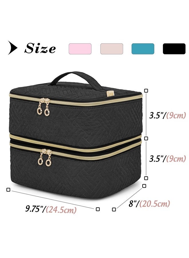 LUXJA Detachable 2 Layers Nail Polish Organizer - Hold 60 Bottles (15ml - 0.5 fl.oz), Nail Polish Case with Tools Storage Pockets (Patented Design), Black - Image 5