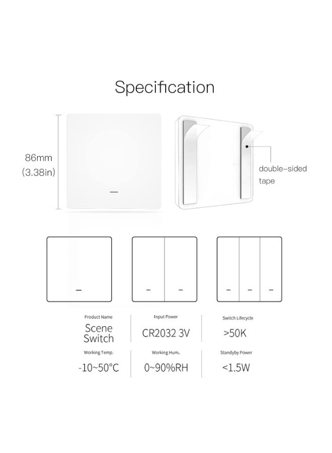 MOES ZigBee Smart Scene Switch Button, Require MOES HUB, Battery Powered (NO Included) Scene Controller for Smart Home Automation 1Gang White - Image 2