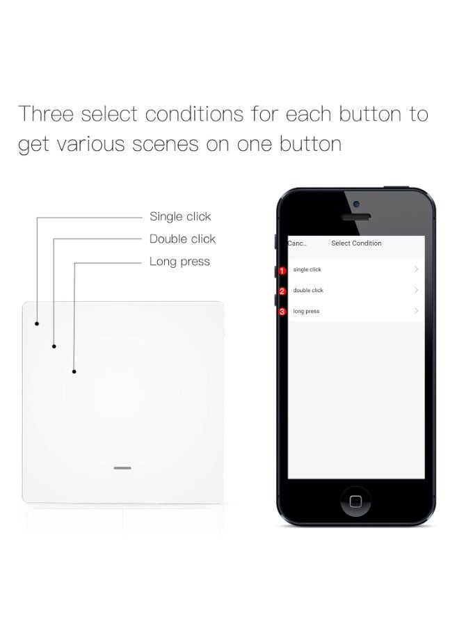 MOES ZigBee Smart Scene Switch Button, Require MOES HUB, Battery Powered (NO Included) Scene Controller for Smart Home Automation 1Gang White - Image 3