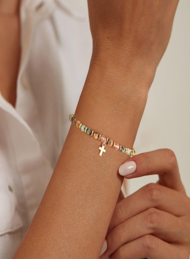 Btysun Christian Bracelet, Cross Bracelets for Women Teenager Stocking Stuffers Gifts for Christians Adjustable Beaded Bracelets Baptism Religious Jewelry Faith Based Gifts for Women - Image 4