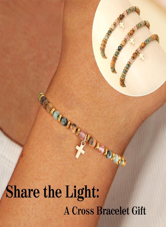 Btysun Christian Bracelet, Cross Bracelets for Women Teenager Stocking Stuffers Gifts for Christians Adjustable Beaded Bracelets Baptism Religious Jewelry Faith Based Gifts for Women - Image 2