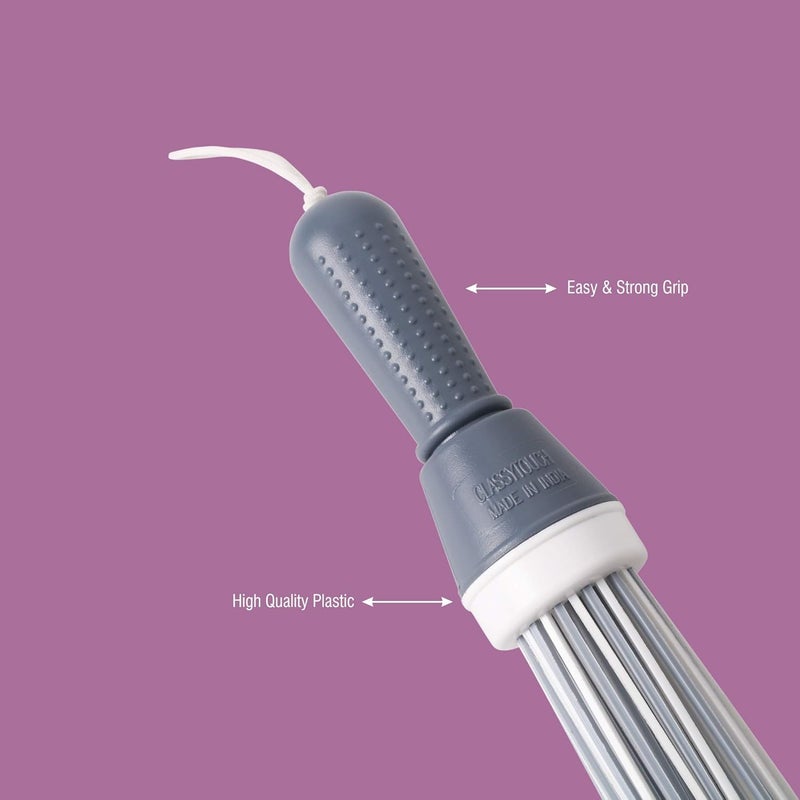 CLASSYTOUCH Plastic Broom for Bathroom Cleaning & Home Floor Cleaning| Hard Bristle Broom for Scrubbing in Bathroom|(Size 52 cm, Colour Grey & Aqua) 60 Plastic Sticks(Set of 2) - Image 3