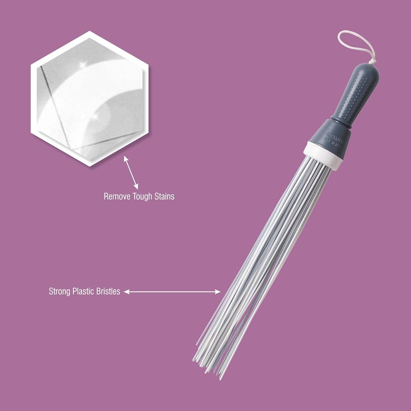 CLASSYTOUCH Plastic Broom for Bathroom Cleaning & Home Floor Cleaning| Hard Bristle Broom for Scrubbing in Bathroom|(Size 52 cm, Colour Grey & Aqua) 60 Plastic Sticks(Set of 2) - Image 4