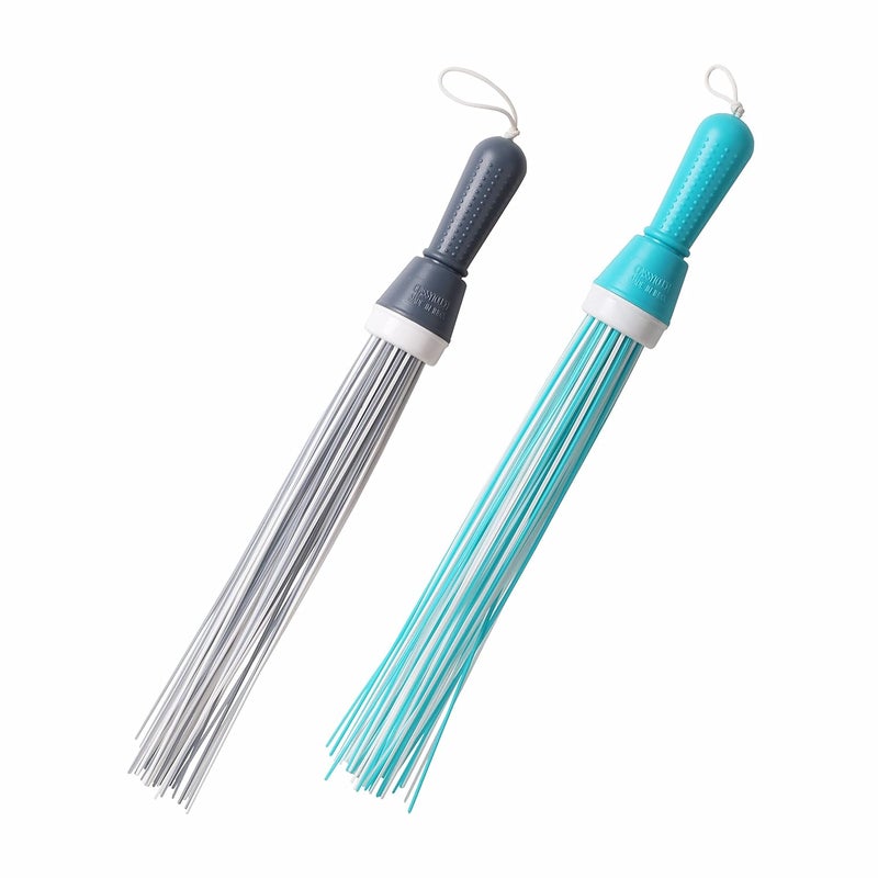 CLASSYTOUCH Plastic Broom for Bathroom Cleaning & Home Floor Cleaning| Hard Bristle Broom for Scrubbing in Bathroom|(Size 52 cm, Colour Grey & Aqua) 60 Plastic Sticks(Set of 2) - Image 1