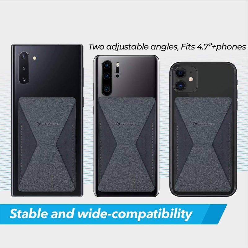 Striff حامل موبايل غير مرئي وقابل للطي وحامل بطاقات | تصميم فائق النحافة | حامل قابل للتعديل | علبة بطاقات الهوية/الائتمان/الصراف الآلي - أسود - Image 2