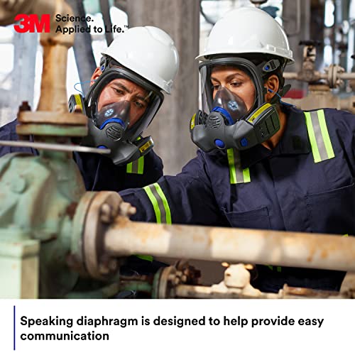 3M Secure Click Full Face Reusable Respirator with Large Lens, Speaking Diaphragm and Push Button Seal Check, FF-802, Painting, Sanding, Chemical Clean-up, Sawing, Medium - Image 5