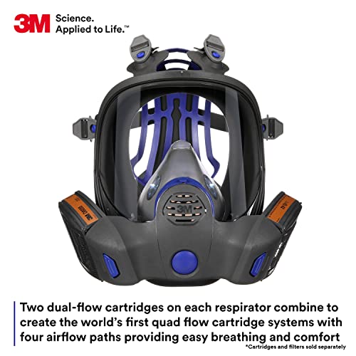 3M Secure Click Full Face Reusable Respirator with Large Lens, Speaking Diaphragm and Push Button Seal Check, FF-802, Painting, Sanding, Chemical Clean-up, Sawing, Medium - Image 4