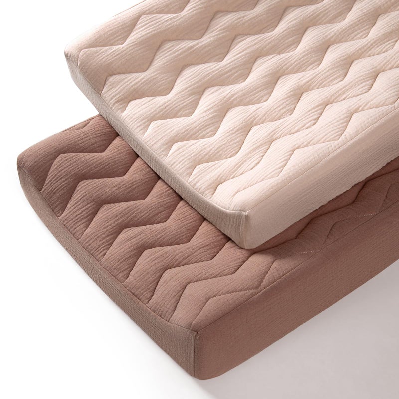 lulumoon Muslin Changing Pad Cover Baby Cotton Quilted Changing Table Cover Soft Changing Pad Sheets for Boys Girls