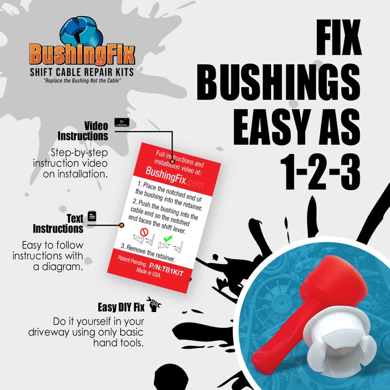 BushingFix.com BushingFix TB1Kit - Automatic Transmission Shift Cable Bushing Repair Kit, Replacement Shifter Cable Bushing, Quality Transmission Repair Kit, Compatible with Chevrolet, Jeep, Ford and Other Brands - Image 3
