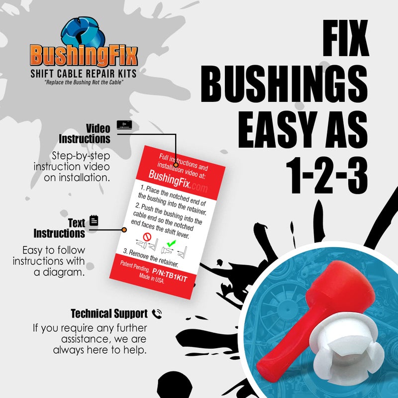 BushingFix.com BushingFix TB1Kit - Automatic Transmission Shift Cable Bushing Repair Kit, Replacement Shifter Cable Bushing, Quality Transmission Repair Kit, Compatible with Chevrolet, Jeep, Ford and Other Brands - Image 2