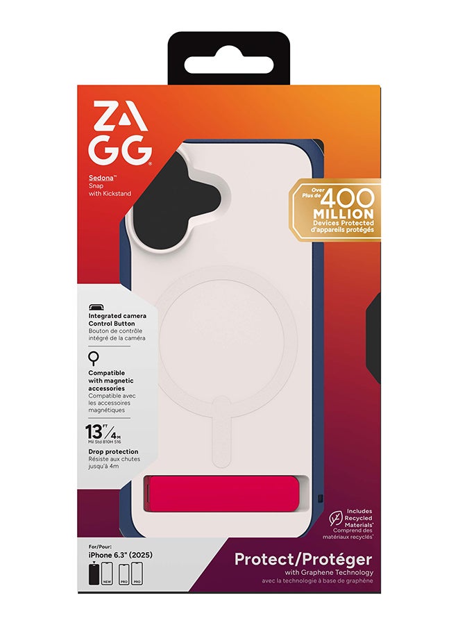 ZAGG iPhone 17 Case – Sedona Snap MagSafe Compatible Kickstand Cover with Graphene Strength, 13 ft Drop Protection & Reinforced Bumpers – Royal Ember Blue - Image 1