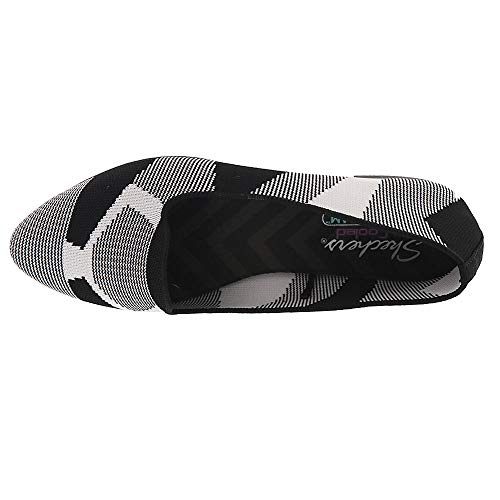 Skechers Modern Comfort Women's Women's Cleo-Sherlock-Engineered Knit Loafer Skimmer Ballet Flat, Black/White, 7 M US - Image 3
