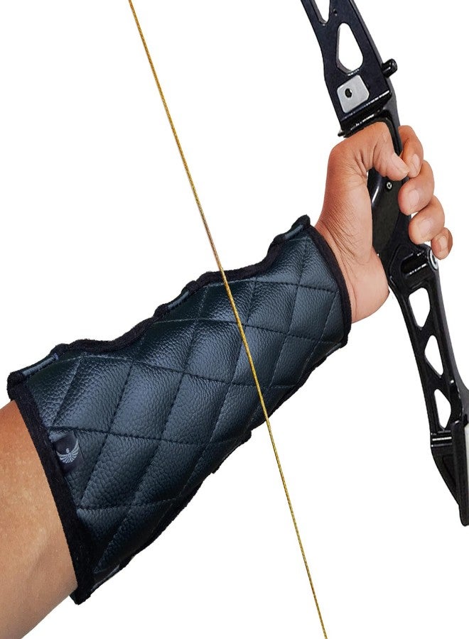 Star Quick Links Archery Arm Guard for Men Women & Kids, Rexine Leather, Adjustable Fit, 3 Hook & Loop Fasteners, Perfect Hold, Bow Archery Protect 3 Strap Guard, Arm Guard Forearm Protector (Black) - Image 1