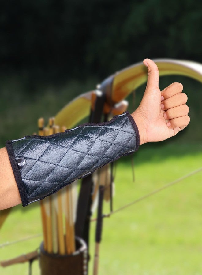 Star Quick Links Archery Arm Guard for Men Women & Kids, Rexine Leather, Adjustable Fit, 3 Hook & Loop Fasteners, Perfect Hold, Bow Archery Protect 3 Strap Guard, Arm Guard Forearm Protector (Black) - Image 2