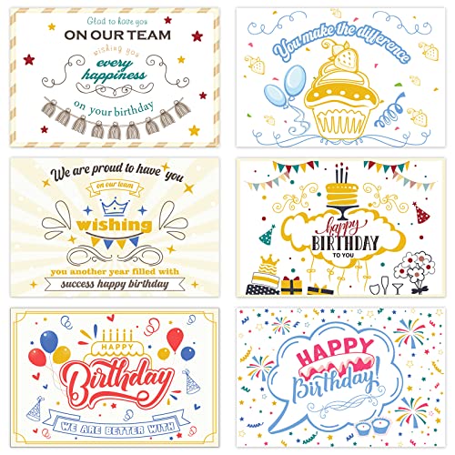 Junkin 24 Sets Employee Birthday Cards with Envelopes, Appreciation Encouragement Work Team Birthday Cards Notecards for Business Office Colleagues - Image 1