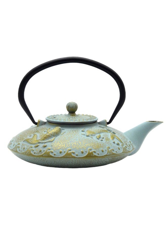 SECHUDO Cast Iron Teapot, Tea Kettle Coated with Enameled Interior for Loose Tea,Cast Iron Teapot with Stainless Steel Infuser for Stovetop Safe (27.1oz-Pattern-5) - Image 1