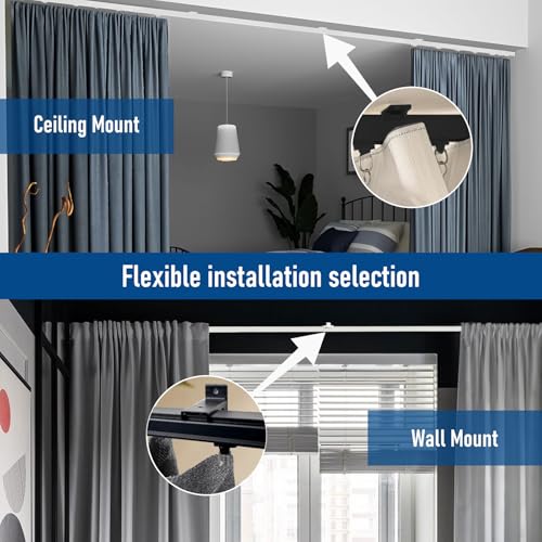 YMDparts Ceiling Curtain Track Room Divider Curtain Rods Track with Hooks Ceiling Mounted Curtain Rail Black Suitable for Living Room Bedroom Bathroom 12FT - Image 3