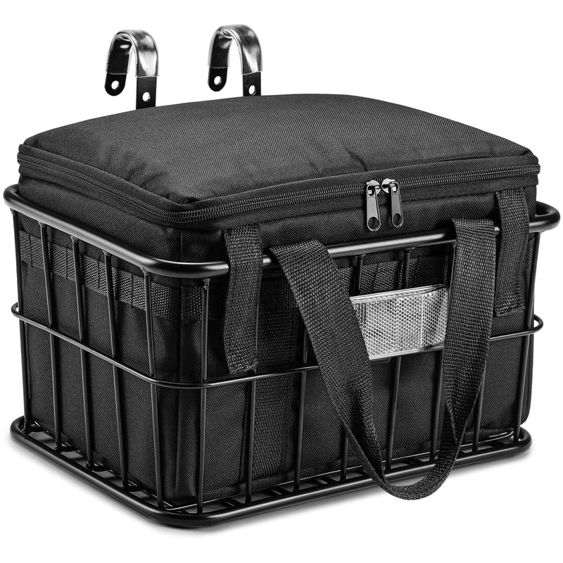 CDYWD Bike Basket Front with Removable Liner Bag, Large Bicycle Front Basket for Men Women, Heavy Duty Metal Bike Cargo Basket for Adult Bikes, Ebike, Electric Bike, Mountain Bike, City Bike, Cruiser - Image 1