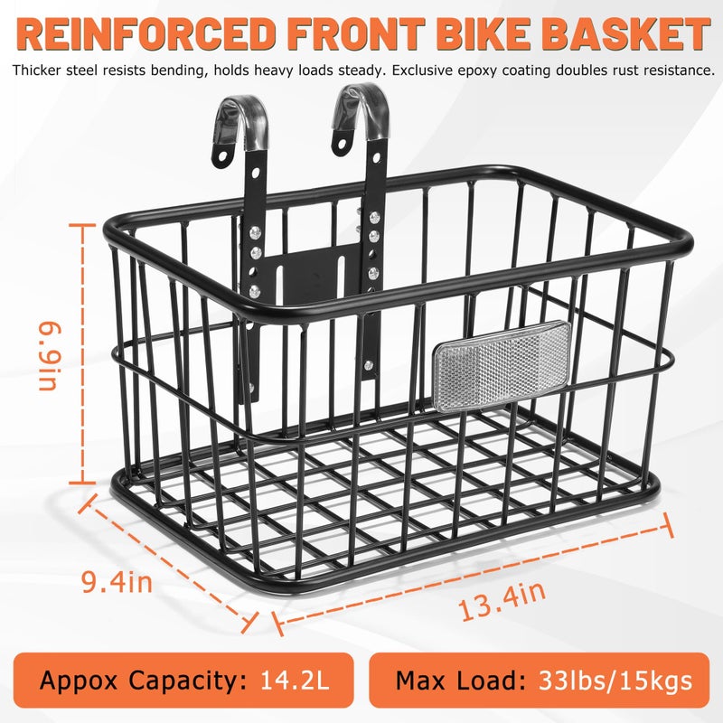 CDYWD Bike Basket Front with Removable Liner Bag, Large Bicycle Front Basket for Men Women, Heavy Duty Metal Bike Cargo Basket for Adult Bikes, Ebike, Electric Bike, Mountain Bike, City Bike, Cruiser - Image 5