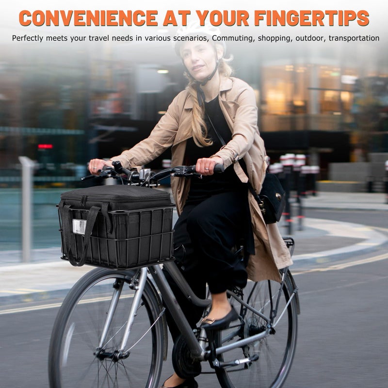CDYWD Bike Basket Front with Removable Liner Bag, Large Bicycle Front Basket for Men Women, Heavy Duty Metal Bike Cargo Basket for Adult Bikes, Ebike, Electric Bike, Mountain Bike, City Bike, Cruiser - Image 3