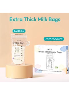NCVI NCVI Breastmilk Storage Bags, 25 Count Milk Storage Bags for Breastfeeding, 7oz Breast Milk Storage Bags with Temp-Sensing, Doubled-Sealed, Hygienically, Self Standing, Easy Pour Spout, BPA Free  - Image 4