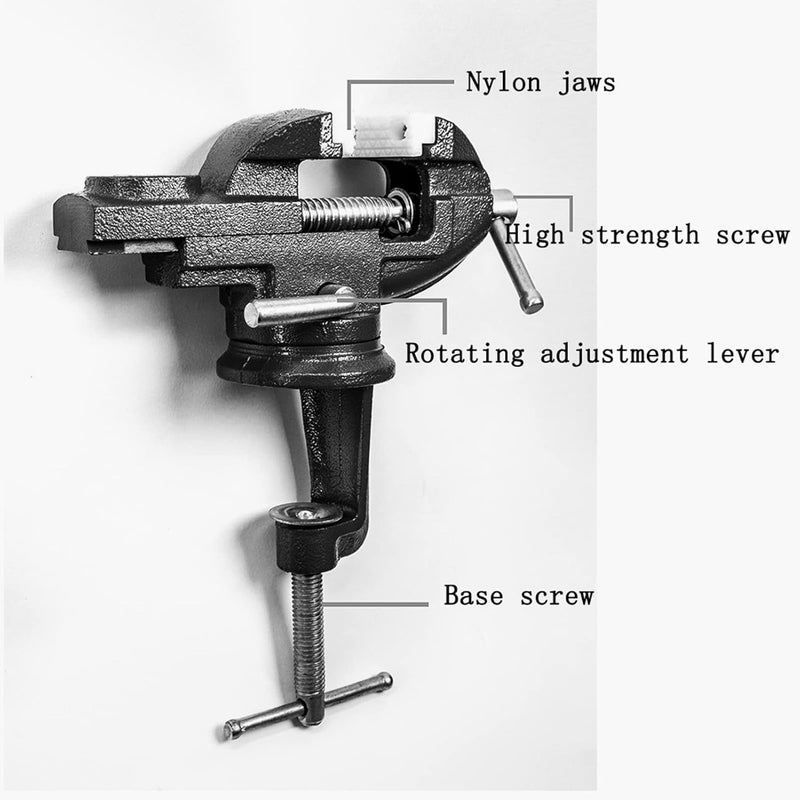 MYTEC Mini Home Vise, nylon jaws Clamp-On Vise, 2.0" black - Image 3