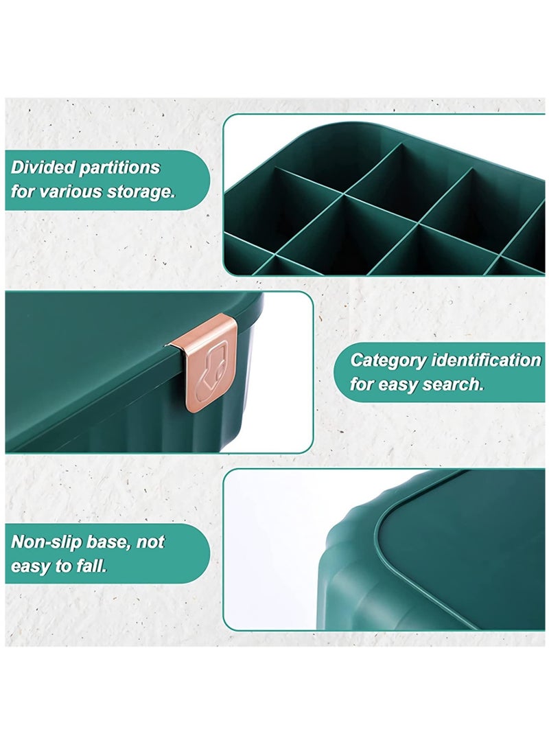 Zikra Socks Underwear Drawer Organizer Divider, 10 Cells Plastics Cabinet Closet Organizer Storage Boxes for Clothes, Socks, Lingerie, Underwear, Ties(Green) - Image 3