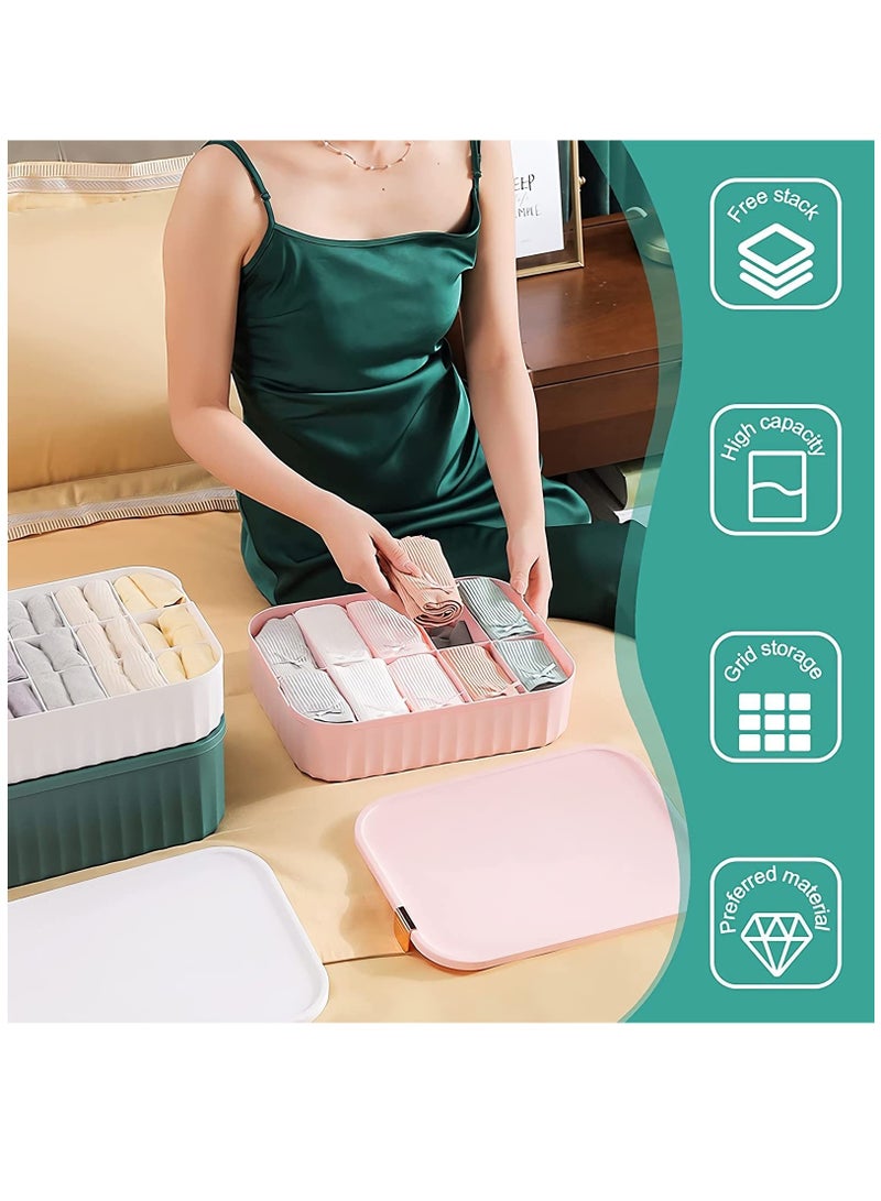 Zikra Socks Underwear Drawer Organizer Divider, 10 Cells Plastics Cabinet Closet Organizer Storage Boxes for Clothes, Socks, Lingerie, Underwear, Ties(Green) - Image 4