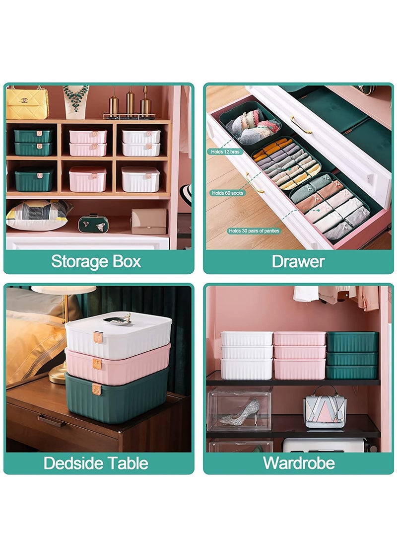 Zikra Socks Underwear Drawer Organizer Divider, 10 Cells Plastics Cabinet Closet Organizer Storage Boxes for Clothes, Socks, Lingerie, Underwear, Ties(Green) - Image 5