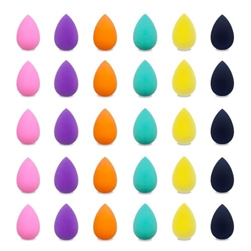 VNZ Beauty Puff Blender Makeup Sponge Puff for Face – 30 Pcs Multi-Colored Makeup Sponges for Foundation, Blending, and Cream Application – Reusable Face Puff Set - Image 1