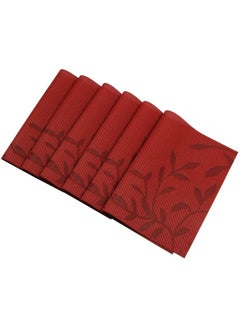 Leeonz® PVC Reversible Vinyl Washable Table Mats for Dining Table - Set of 6 Placemats | Coaster, 45x30 cm, Anti-Skid Heat-Resistant Washable Red (PLC03-B) - pzsku/Z4BF193290545EB44720FZ/45/_/1737806506/ec653be9-f206-4e1b-9122-e72c63b4bea0