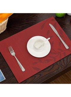 Leeonz® PVC Reversible Vinyl Washable Table Mats for Dining Table - Set of 6 Placemats | Coaster, 45x30 cm, Anti-Skid Heat-Resistant Washable Red (PLC03-B) - pzsku/Z4BF193290545EB44720FZ/45/_/1737806514/4db81806-7f85-4332-8074-32d95260743a