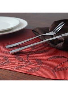 Leeonz® PVC Reversible Vinyl Washable Table Mats for Dining Table - Set of 6 Placemats | Coaster, 45x30 cm, Anti-Skid Heat-Resistant Washable Red (PLC03-B) - pzsku/Z4BF193290545EB44720FZ/45/_/1737806524/cc31c183-dd78-4913-aacc-3305110c116f