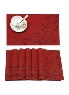 Leeonz® PVC Reversible Vinyl Washable Table Mats for Dining Table - Set of 6 Placemats | Coaster, 45x30 cm, Anti-Skid Heat-Resistant Washable Red (PLC03-B) - pzsku/Z4BF193290545EB44720FZ/45/_/1737806534/18c67001-6505-43f2-9151-27befb483687