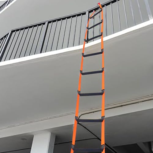 FKNGS Fire Escape Ladder with 2 Heavy Hooks, 26.5 Feet Emergency Fire Ladder for 2-3 Story Homes, Reusable Safety Rope Ladders for Window Balcony Railing Treehouse, Orange - Image 2