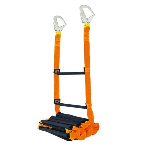 FKNGS Fire Escape Ladder with 2 Heavy Hooks, 26.5 Feet Emergency Fire Ladder for 2-3 Story Homes, Reusable Safety Rope Ladders for Window Balcony Railing Treehouse, Orange - Image 1